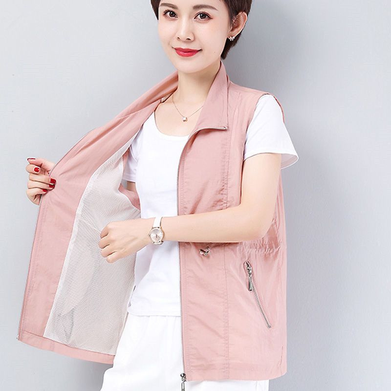 Waistcoat women's summer thin sleeveless coat  new large loose middle-aged mom casual outerwear vest fashion