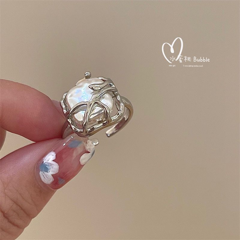 It's so beautiful! Very special baroque pearl index finger ring, versatile ins cold wind opening adjustable ring
