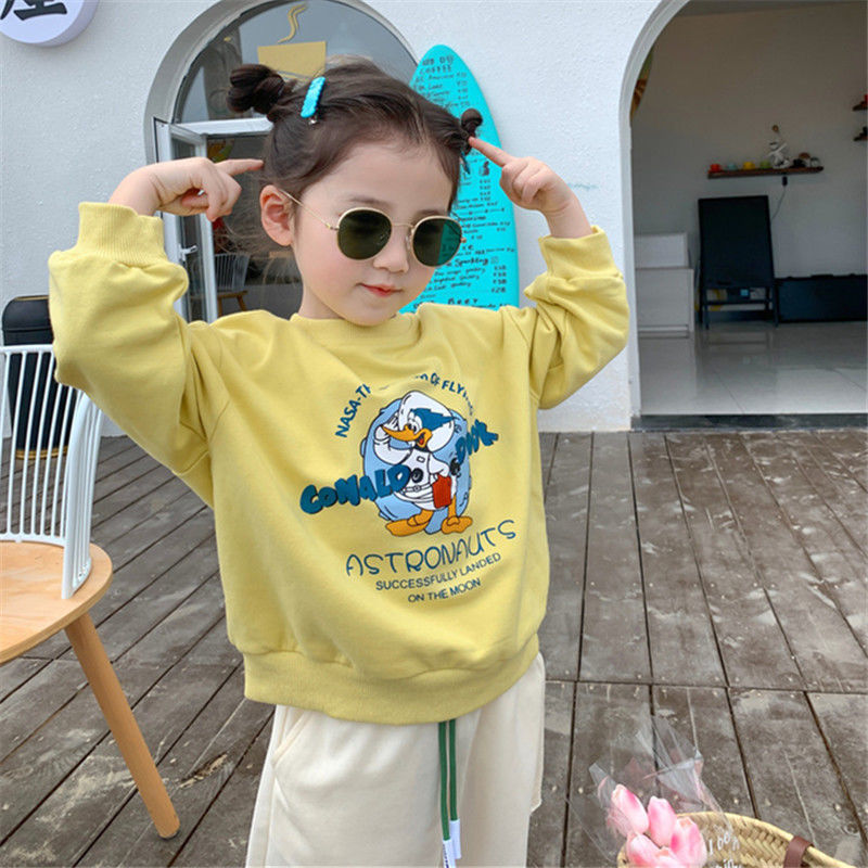 女童衛衣春秋2023秋裝新款卡通純棉寶寶洋氣童裝長袖寬鬆套頭上衣