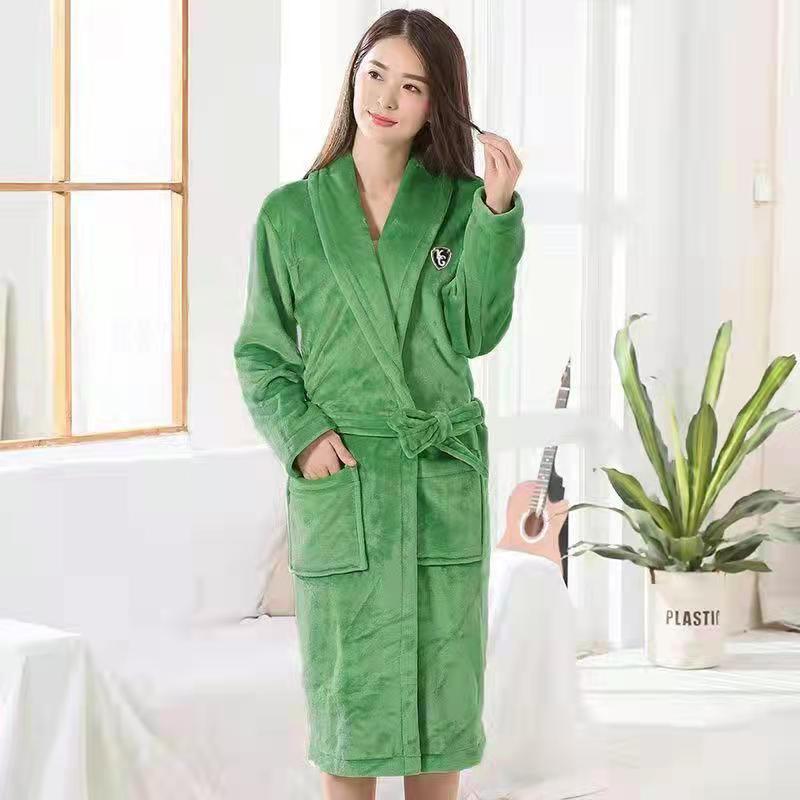 Spring and autumn style single-layer double-sided coral velvet pajamas men's flannel Nightgown JK high-end popular home clothes bathrobe