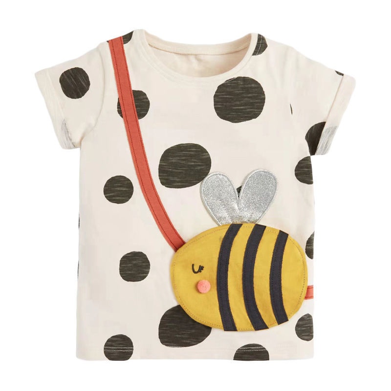 女童纯棉短袖T恤2022儿童夏装小蜜蜂男宝上衣婴儿小童休闲半袖
