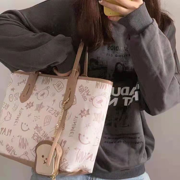 包包2021夏新款百搭質感托特包大容量上班通勤上課單肩包女
