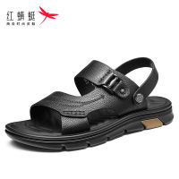 红蜻蜓凉鞋男2022年夏季新款真皮休闲沙滩鞋男外穿两用凉拖鞋男鞋