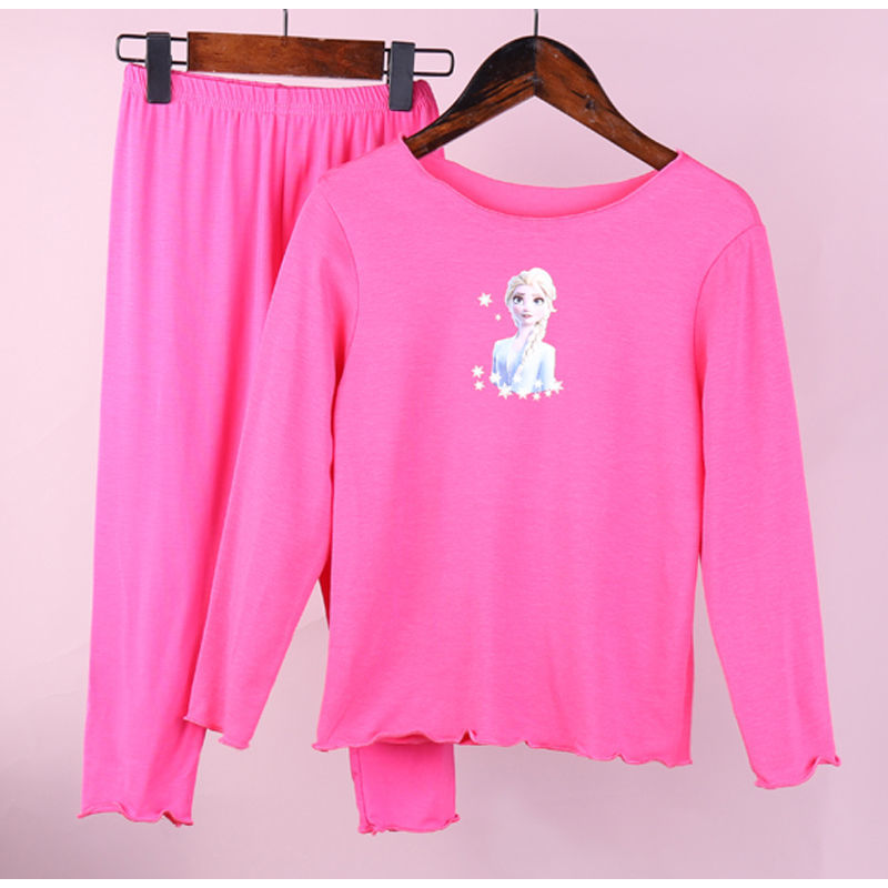 Girls spring and autumn pajamas two-piece modal long-sleeved suit 2023 new children's home clothes loose summer thin