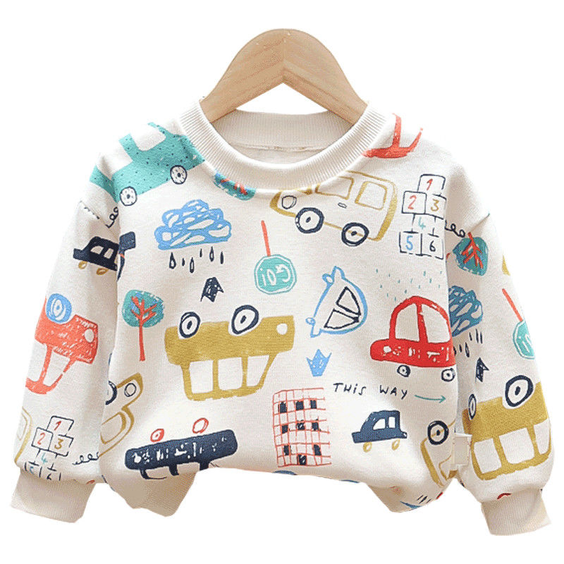 Boys sweater spring and autumn 2022 new children's cartoon letters Korean version of fried street children's clothing long-sleeved bottoming