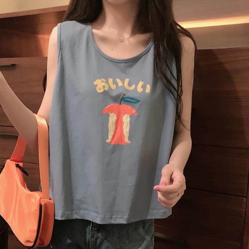  broadband vest women's summer wear ins trendy and thin Hong Kong style student sleeveless T-shirt sports chic top clothes