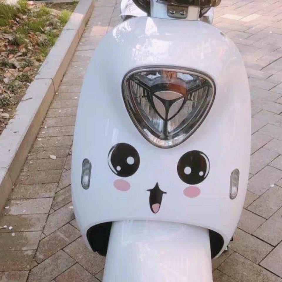 Electric girl cute cartoon expression decoration motorcycle body painting helmet personality scratch blocking waterproof sticker