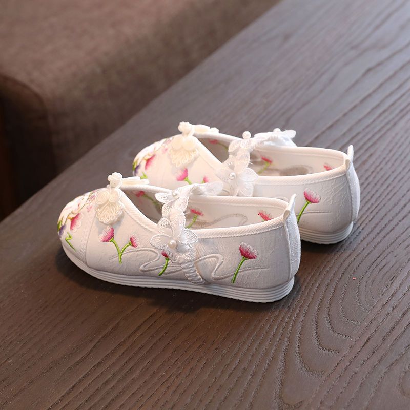Girls' ancient costume embroidered shoes Chinese style children's Hanfu shoes ancient style baby dance shoes kindergarten performance shoes spring