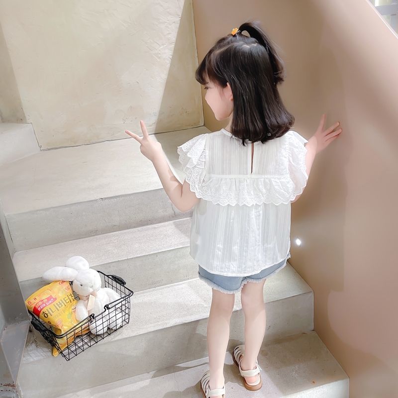 Girls cotton summer shirt female baby foreign style short-sleeved fashion cute and comfortable shirt casual pullover