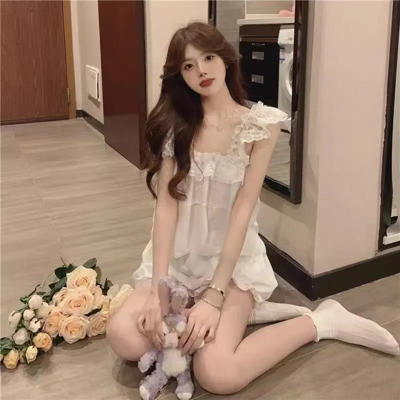 Pyjama girl summer student cute thin suspender shorts girl Princess sexy home suit can be worn outside