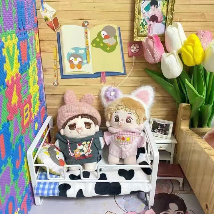 棉花娃娃周边道具铁艺床女孩玩具适合15CM棉花娃娃用床