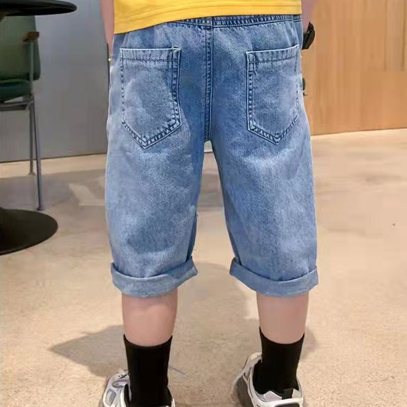 Boys pants cropped pants summer thin section pants denim shorts children's clothing 2023 summer new boys