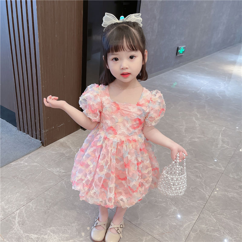 女童連衣裙夏季2022新款洋氣女寶寶網紅公主小童夏款兒童夏裝裙子