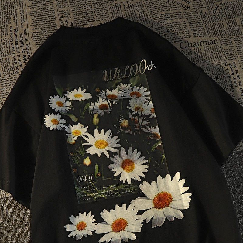 2023 summer new pure cotton short-sleeved t-shirt for men and women, American couple style, loose street style ins trend brand half-sleeve