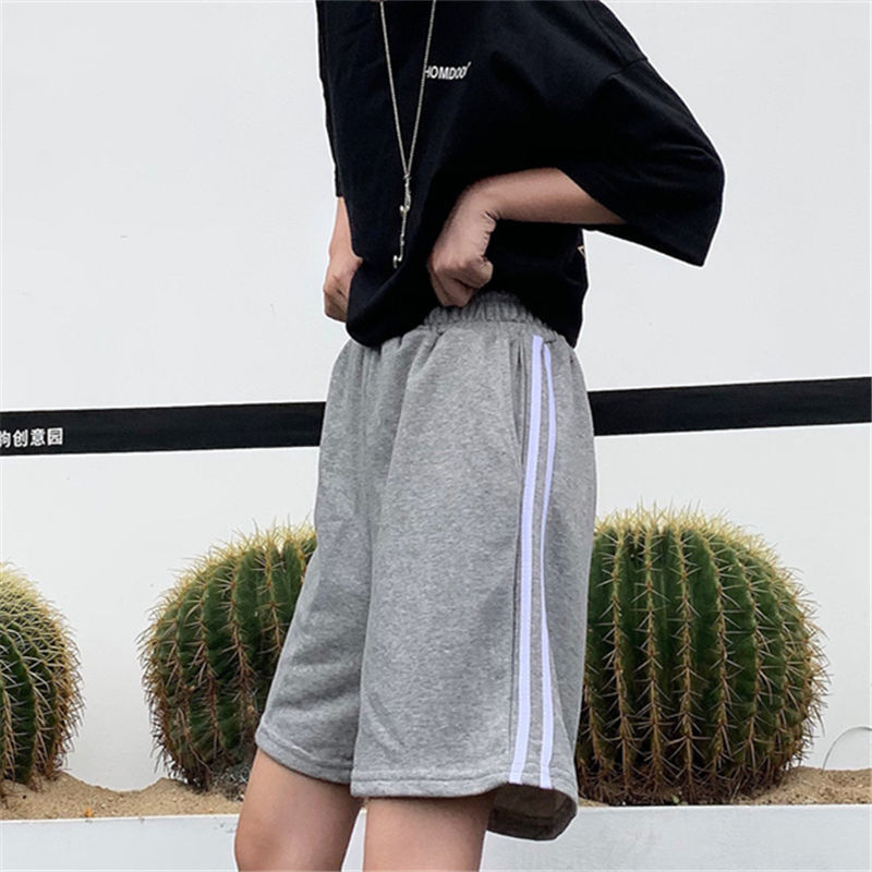 Black five-point pants women's summer Korean version of Harajuku bf style high waist straight wide leg casual shorts students ins tide