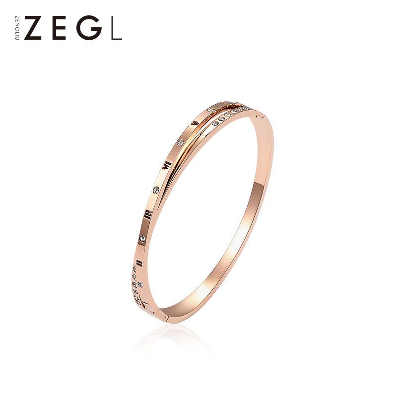 165686-ZEGL罗马数字手镯女镀玫瑰金简约网红钛钢手环手饰品生日520礼物-详情图