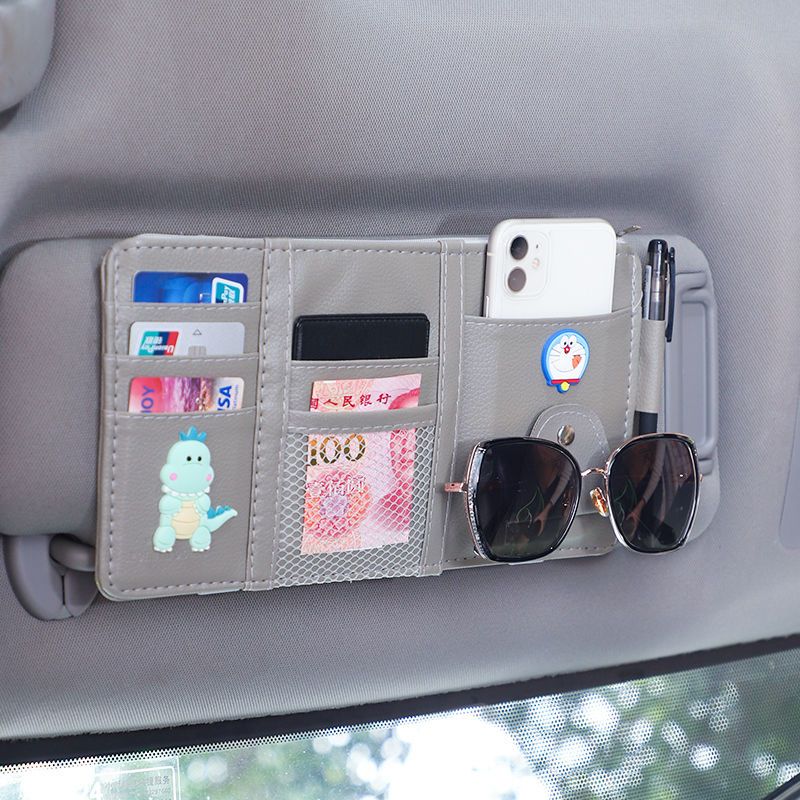 车载眼镜夹汽车眼镜架可爱车内遮阳板收纳盒车用墨镜夹多功能卡夹