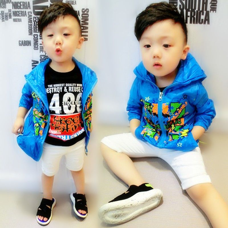 Children's sunscreen clothing summer sunshade top boys outdoor light coat skin clothing air-conditioning shirt baby sunscreen clothing