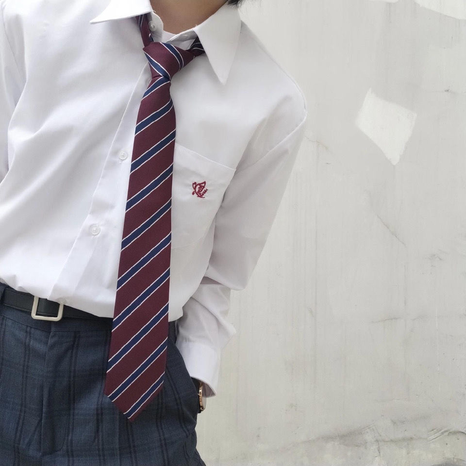 原创日制基础款DK/jk条纹领带手打酒红色制服领结中性风帅气配饰