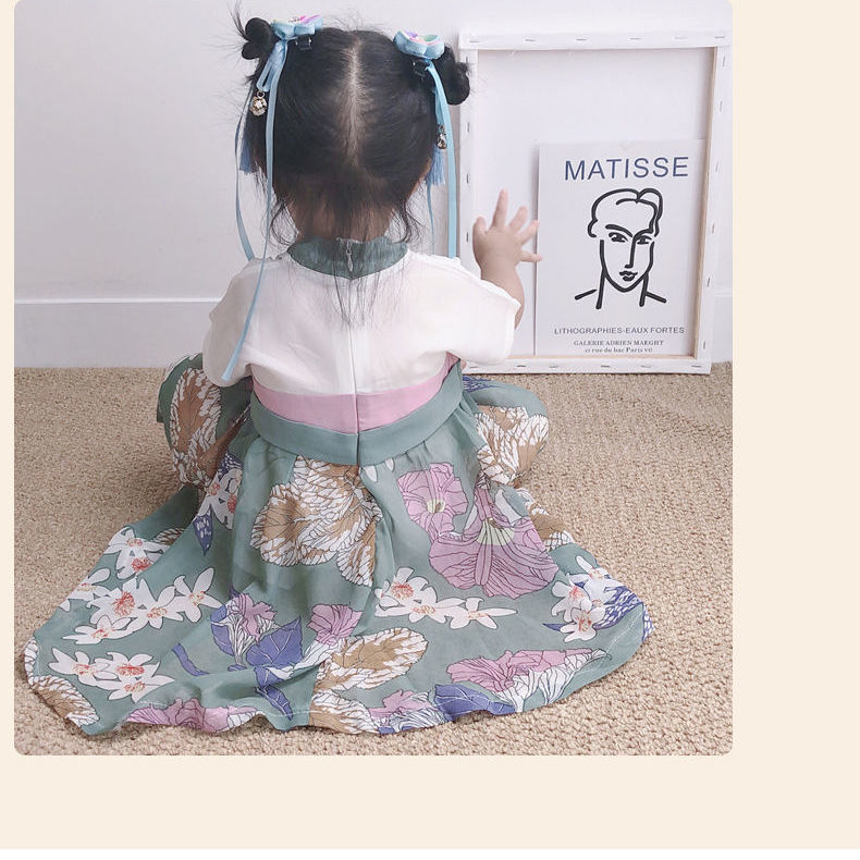 女宝宝汉服2夏装3中国风1-5岁小女童短袖雪纺裙子4古风襦裙连衣裙