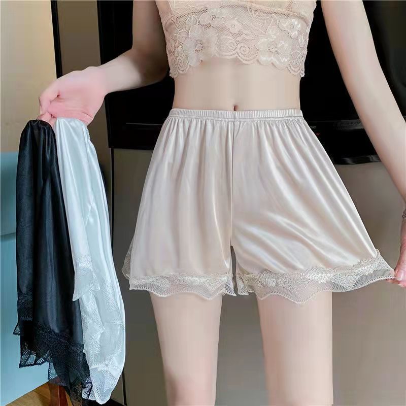 Summer thin safety pants women's anti-glare can be worn outside lace satin jk non-curling loose home leggings shorts