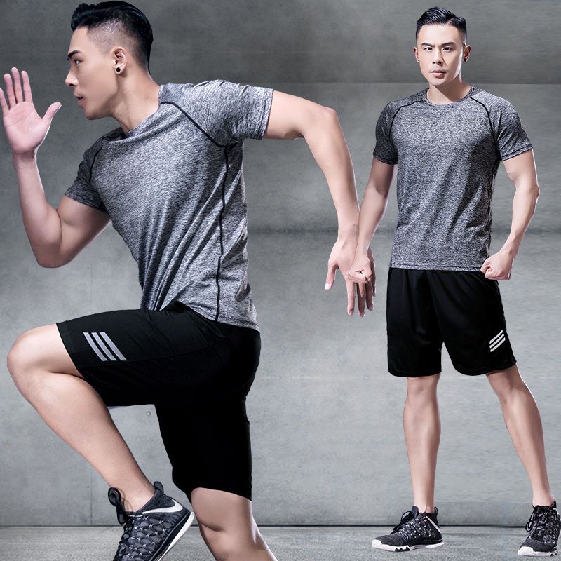 Sports suit men's running basket football quick drying clothes fitness training clothes shorts short sleeve two-piece set summer