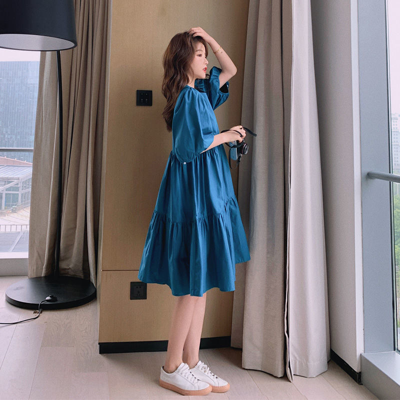 超仙小個子甜美森系娃娃裙女夏季ins法式復古泡泡袖A字初戀連衣裙