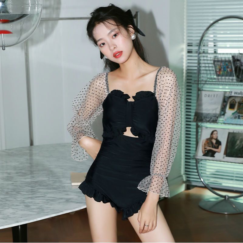 2023 new super fairy one-piece swimsuit for women in hot springs long-sleeved ins conservative covering of flesh and slimming swimsuit pure lust style