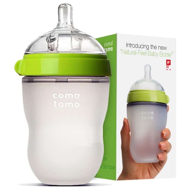 官方Como tomo可么多么绿粉色硅胶奶瓶250ml乳感韩国原装进口正品