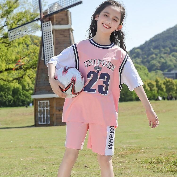 女童夏季运动篮球套装2023夏装中大童儿童装休闲球服短裤短袖衣服