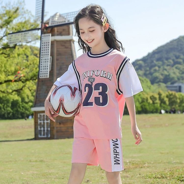 女童夏季运动篮球套装2023夏装中大童儿童装休闲球服短裤短袖衣服