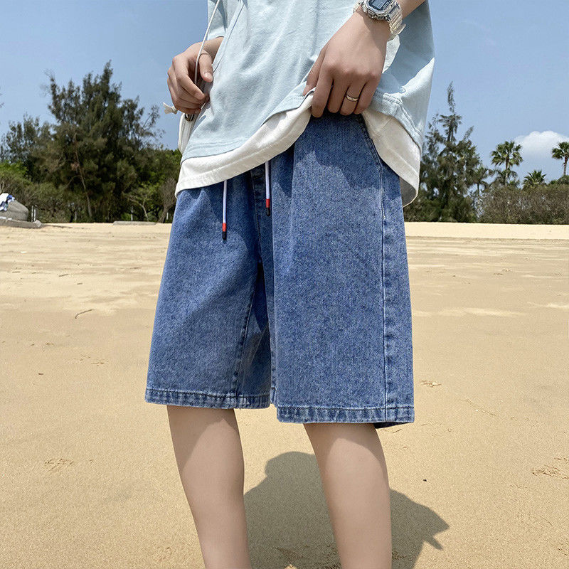牛仔短裤男夏季潮牌ins高街五分裤子宽松外穿马裤设计感小众中裤