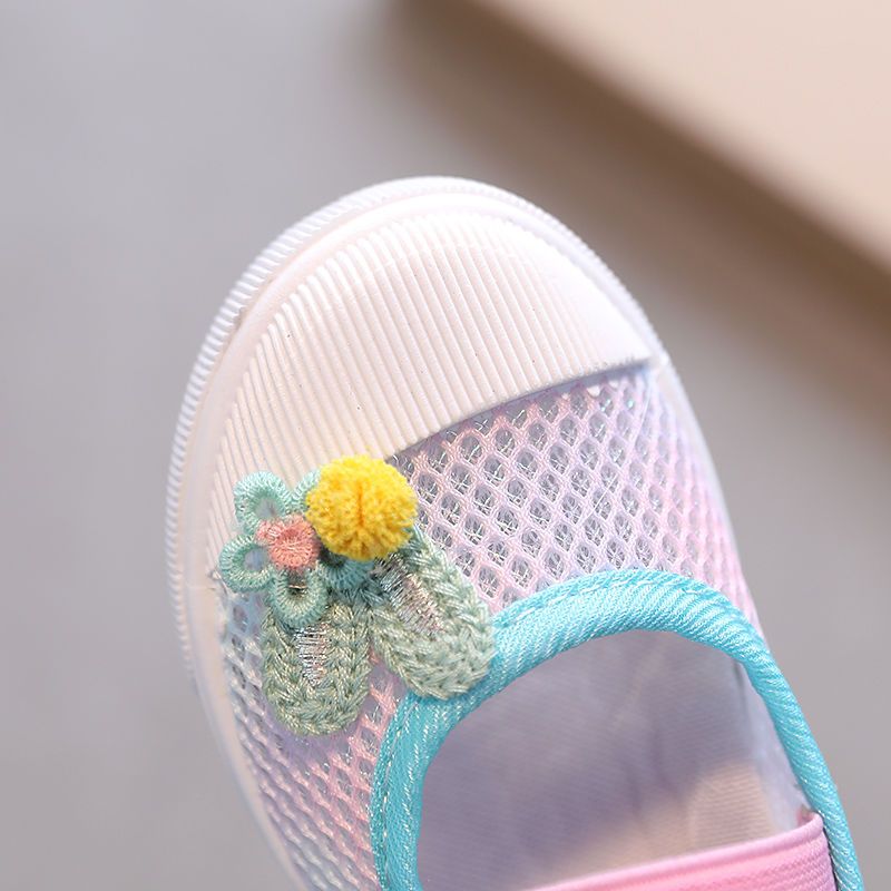 Summer new girls' breathable mesh shoes middle and small children's casual princess shoes canvas shoes shallow hollow solid baby shoes