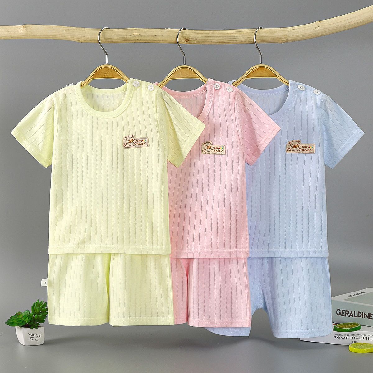婴儿短袖套装夏季薄款宝宝衣服纯棉款男女儿童夏天短裤两件套夏装