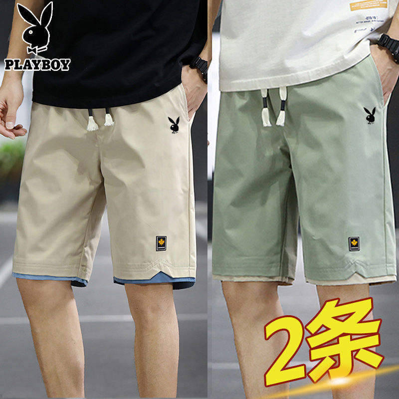 Playboy shorts men's summer five-point pants Korean fashion casual pants men's thin section loose beach pants pants