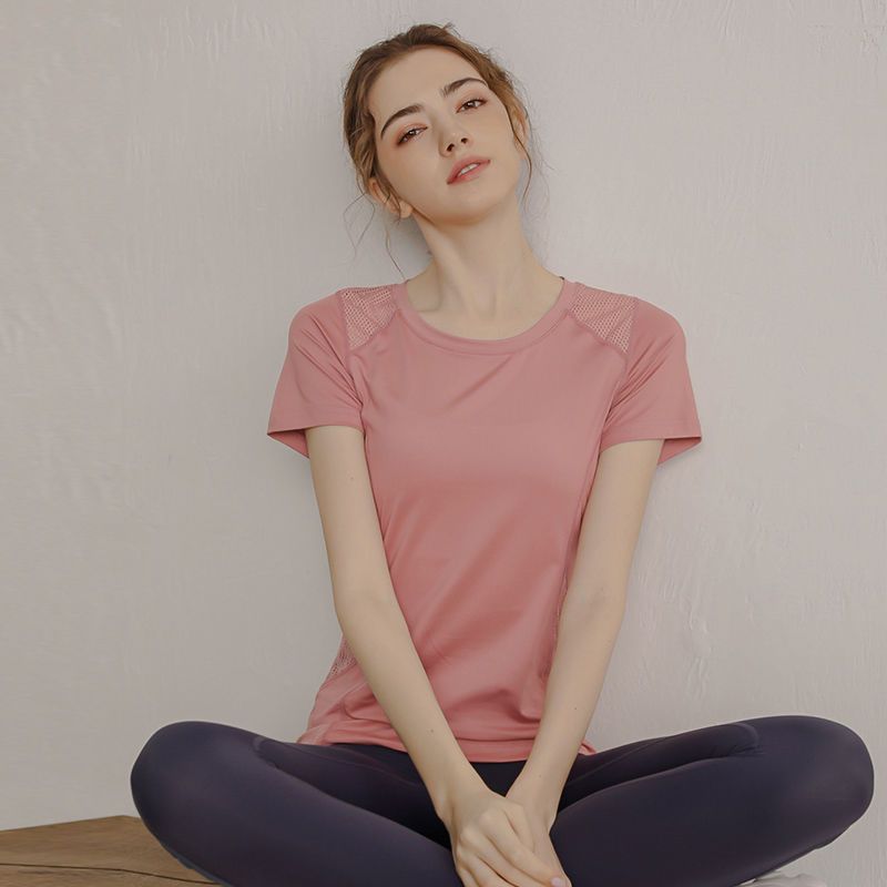 健身衣女短袖T恤速干透氣運動上衣跑步修身訓練緊身瑜伽服夏季薄