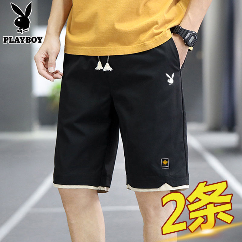 Playboy shorts men's summer five-point pants Korean fashion casual pants men's thin section loose beach pants pants