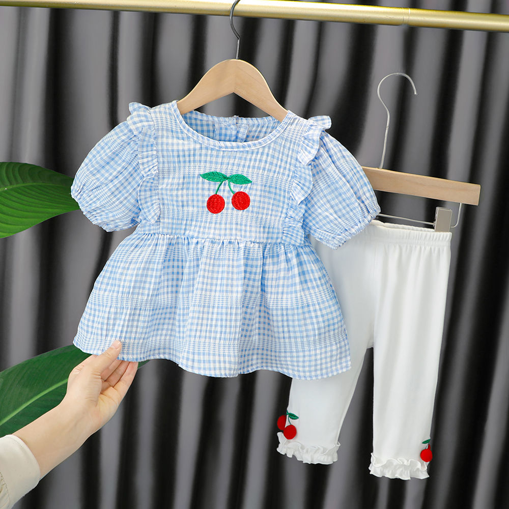 女寶寶小童套裝一歲洋氣短袖女童夏裝女孩嬰兒夏季衣服兒童兩件套