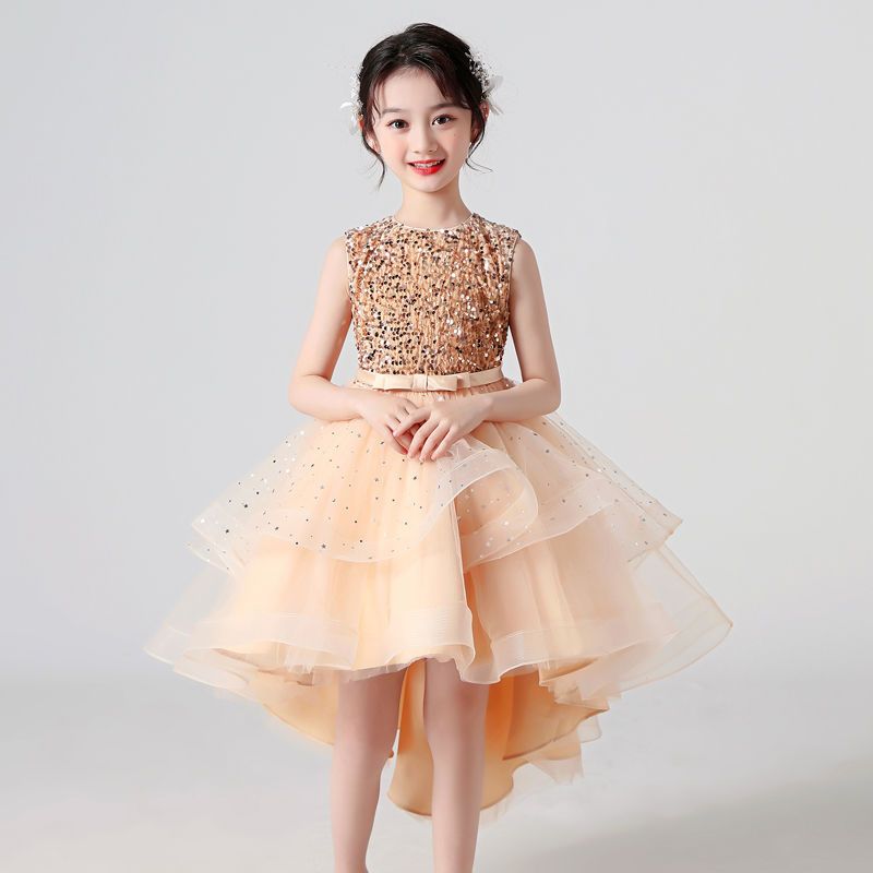 女童2022新款夏季高端禮服裙洋氣小女孩超仙氣質優雅蓬蓬紗公主裙