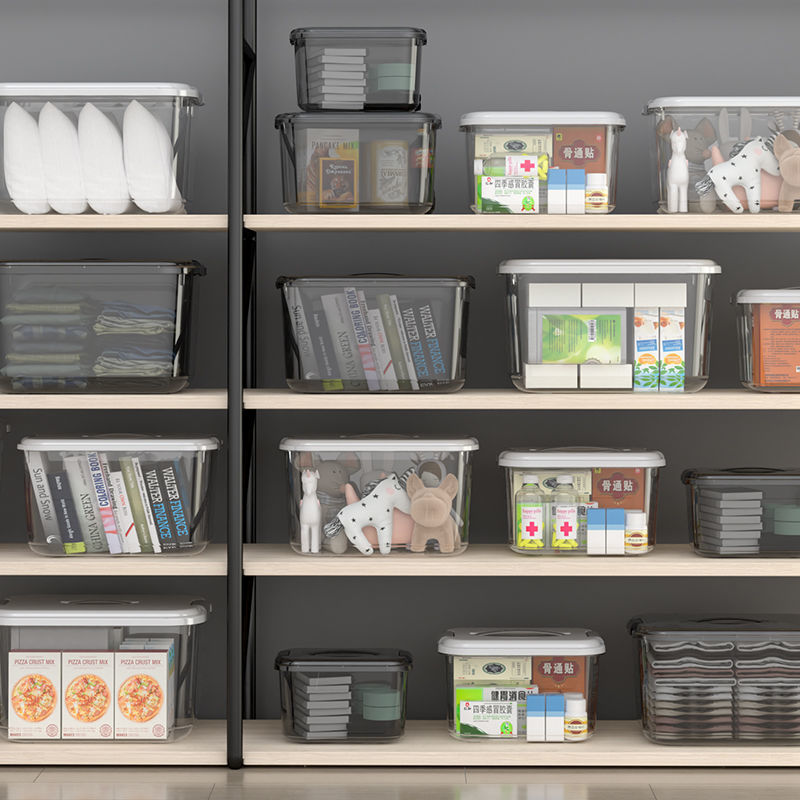 透明收纳箱家用塑料筐大号杂物衣服整理箱零食玩具盒后备储物箱子