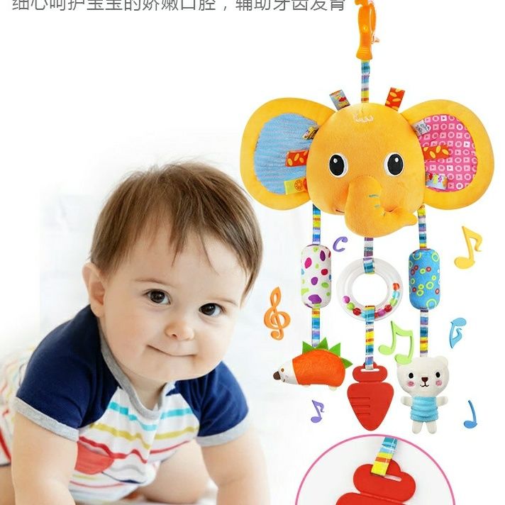 新生婴儿玩具推车挂件风铃0-6-1岁宝宝摇铃悬挂床铃毛绒安抚玩偶