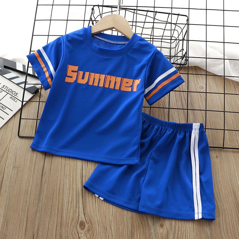 Boys' short sleeve sports suit quick drying summer clothes new children's clothes Korean English Short Sleeve T-Shirt Baby short pants