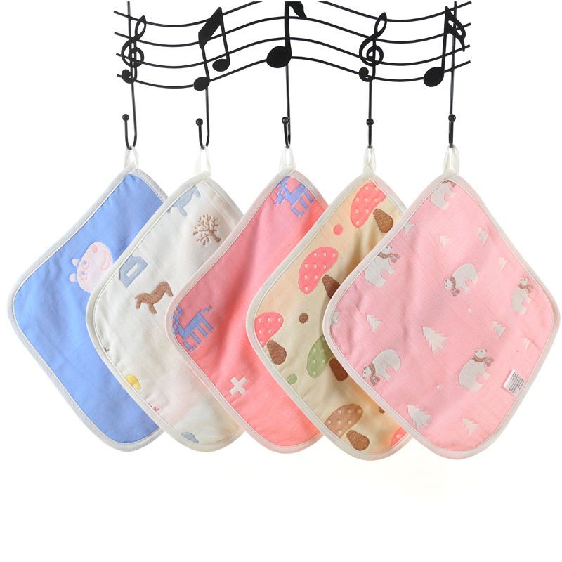 10 pack pure cotton gauze small square towel 6-layer baby and child towel soft beauty face washcloth absorbent square towel
