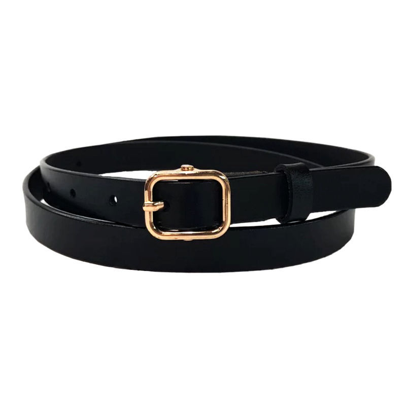 Korean decoration simple and versatile gold buckle retro thin belt for women, narrow decoration, good match with summer small belt trouser belt