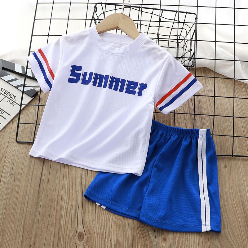 Boys' short sleeve sports suit quick drying summer clothes new children's clothes Korean English Short Sleeve T-Shirt Baby short pants