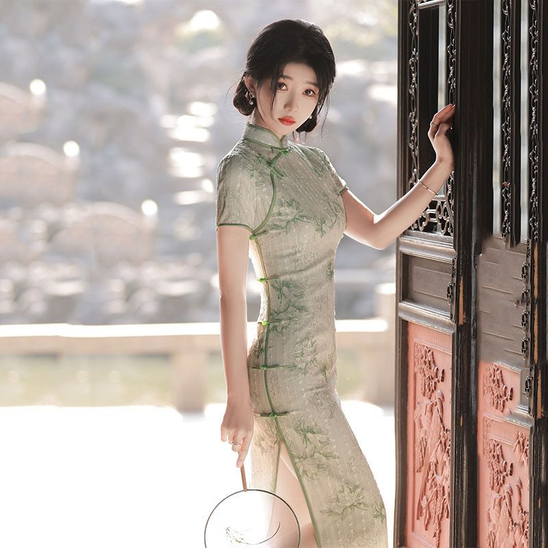 2023新款年輕款旗袍民國風大小姐少女氣質高端高級感長款山茶花夏