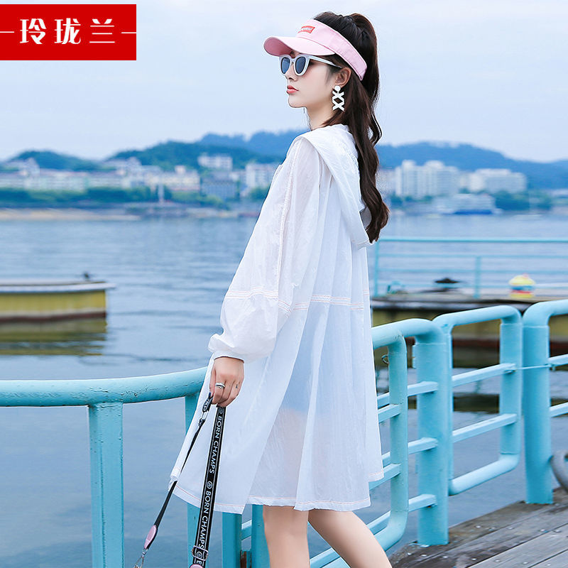 White sun protection clothing women's mid-length 2023 summer new thin section all-match long-sleeved sun protection clothing loose western style jacket