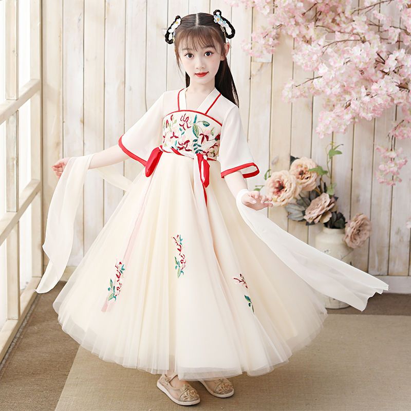 兒童漢服女夏裝連衣裙中國風唐裝襦裙超仙小孩女古裝夏季古風裙子