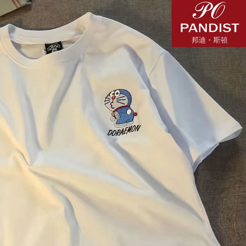 PANDIST 男宽松t恤港风夏季纯棉男生百搭学生ins潮流五分潮牌半袖