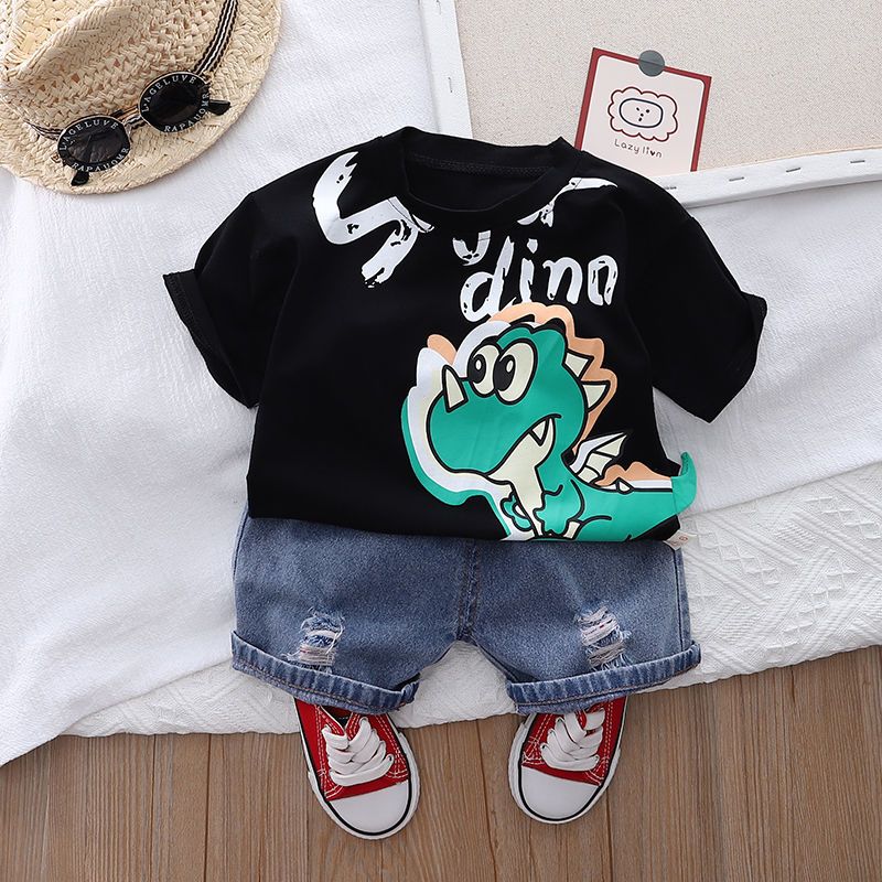 Baby short-sleeved suit boy's summer dress foreign style  latest style small and medium-sized children handsome infants and young children Korean version super cute